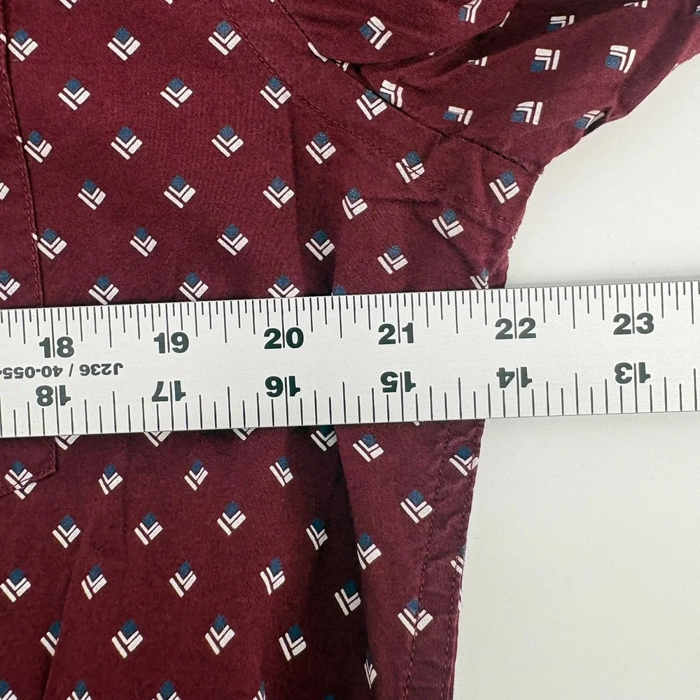 Banana Republic Mens Burgundy Geometric Soft Wash Slim Fit Button Down Shirt L